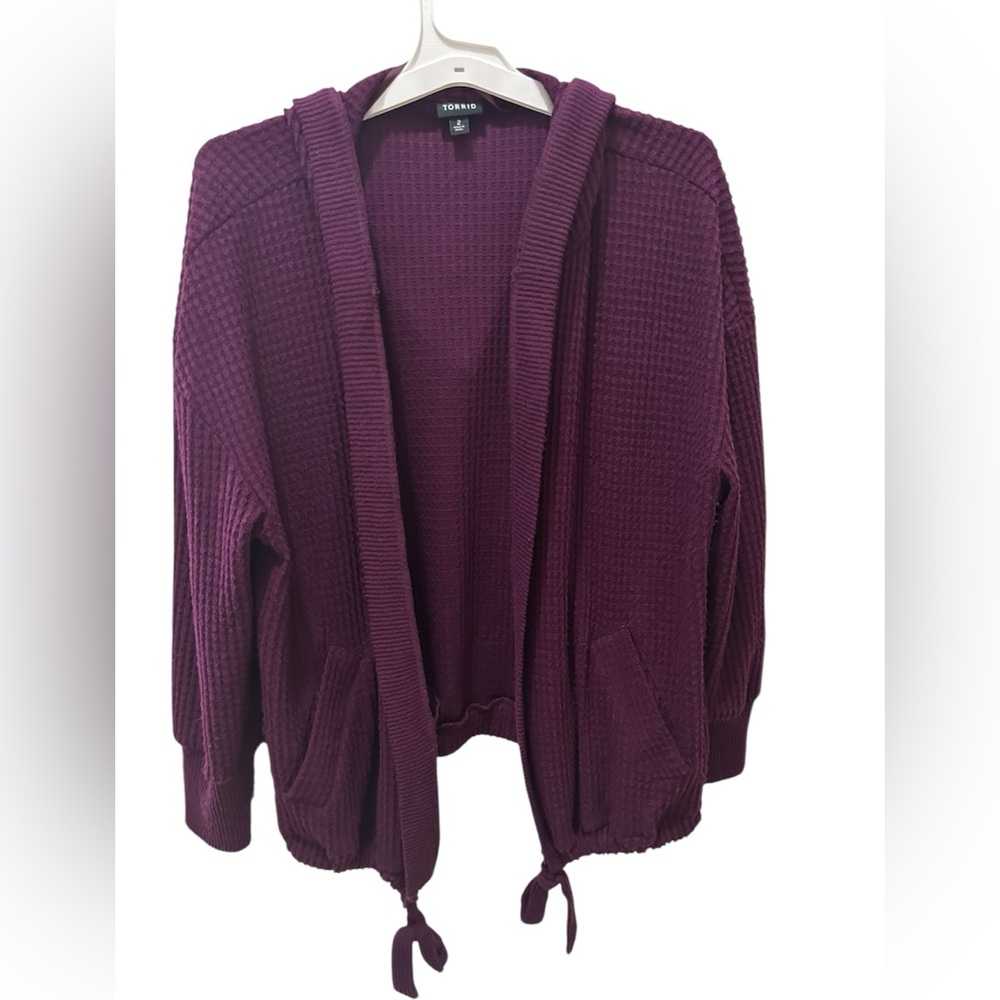 TORRID open front purple waffle knit cardigan sweater size 2X